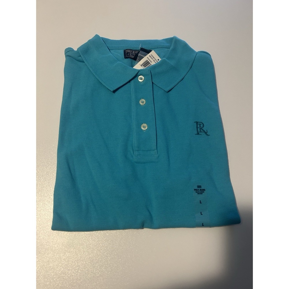 Vintage Polo Ralph Lauren Womens Polo Shirt L Blue  Logo RL New Large